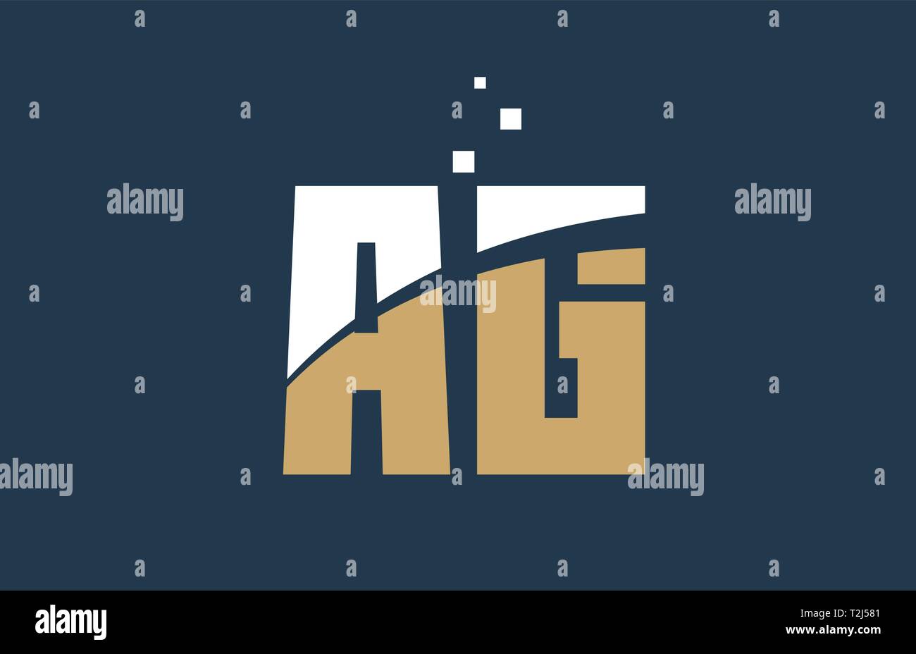 yellow white blue color alphabet letter AG A G logo combination design ...