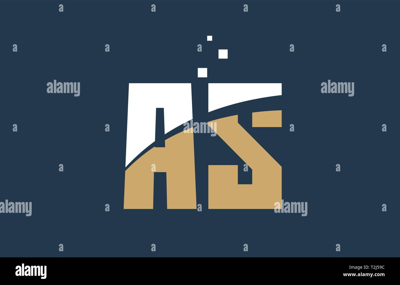 yellow white blue color alphabet letter AS A S logo combination design ...