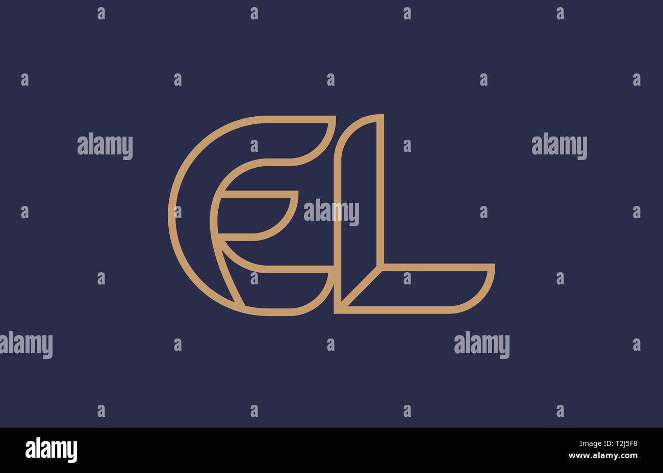 brown blue line alphabet letter EL E L logo combination icon for a ...