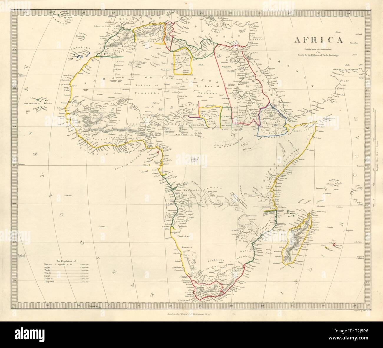 AFRICA. Map pre-dating much exploration. Mountains of Kong. SDUK 1846 old Stock Photo