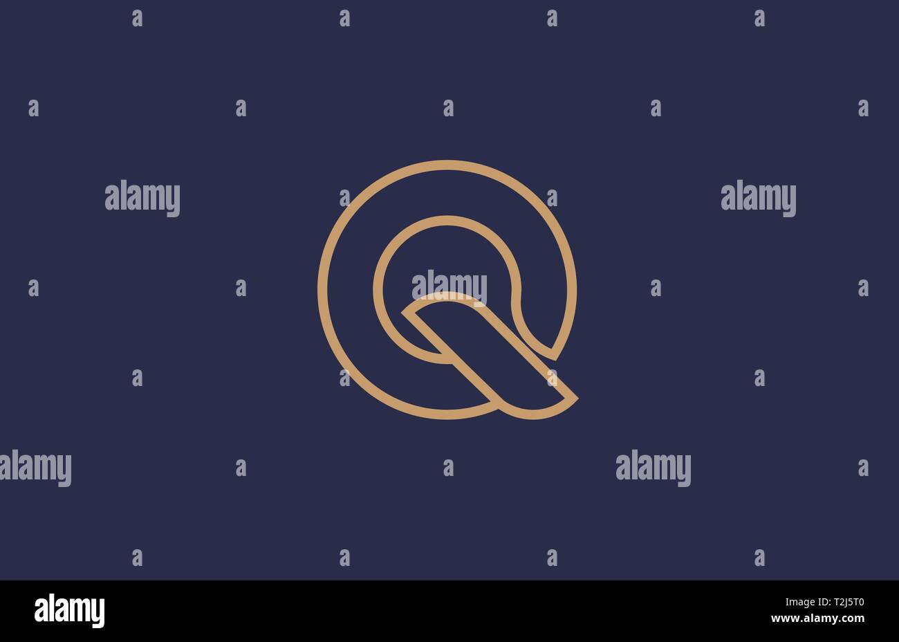 brown blue line alphabet letter Q logo icon for a company business or ...