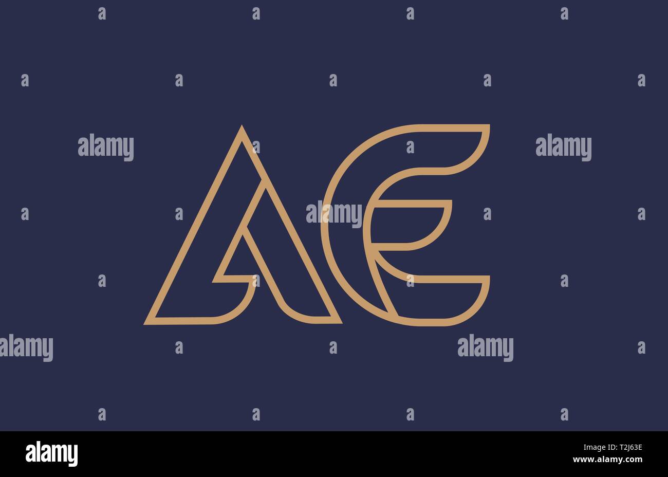 brown blue line alphabet letter AE A E logo combination icon for a ...