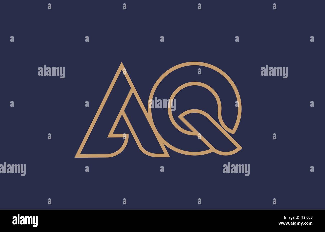 brown blue line alphabet letter AQ A Q logo combination icon for a ...