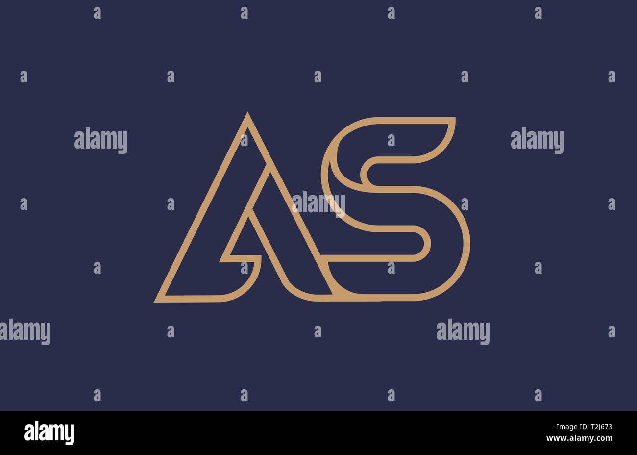 brown blue line alphabet letter AS A S logo combination icon for a ...