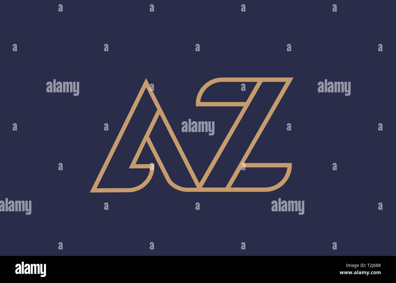 brown blue line alphabet letter AZ A Z logo combination icon for a ...