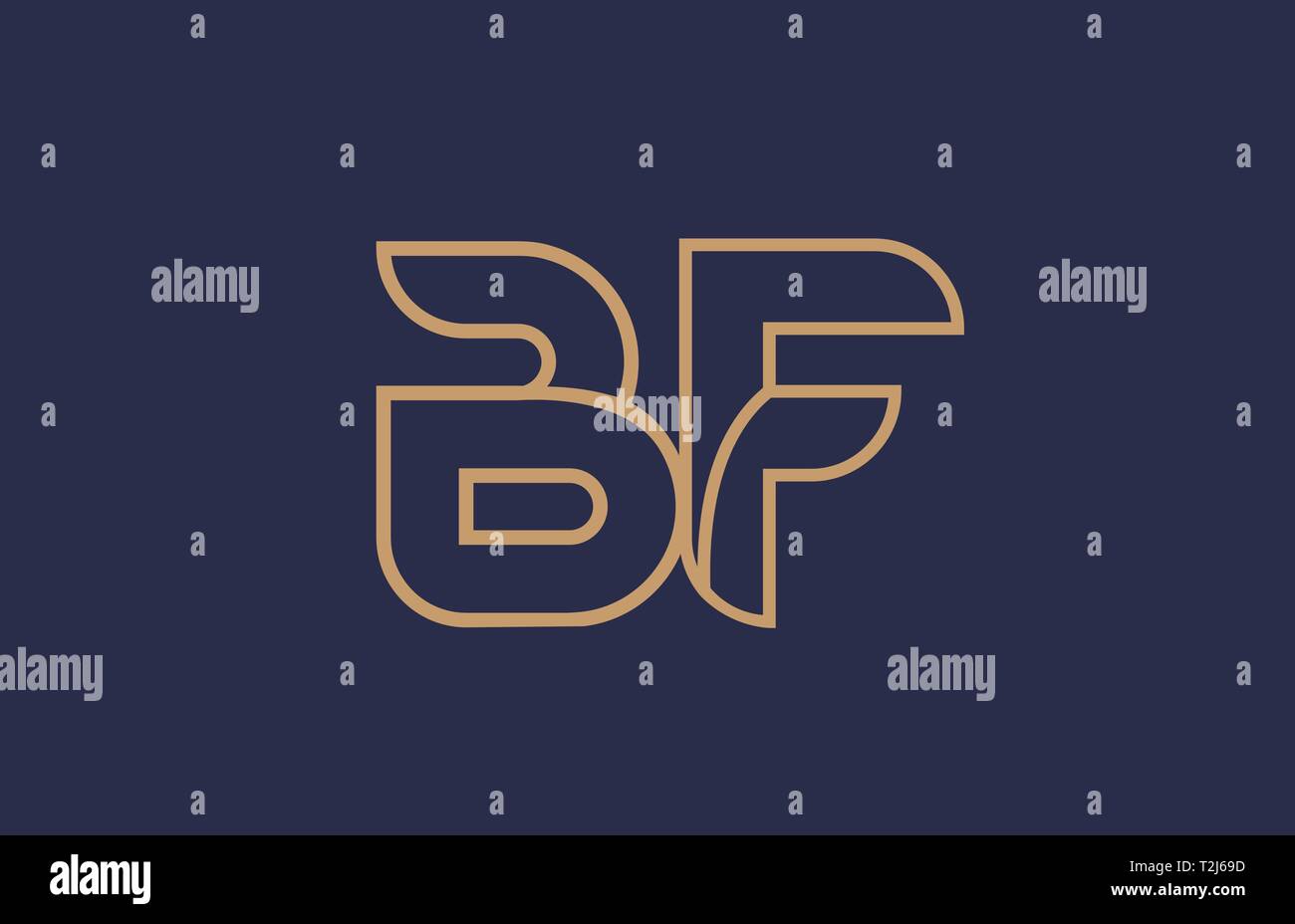 brown blue line alphabet letter BF B F logo combination icon for a ...