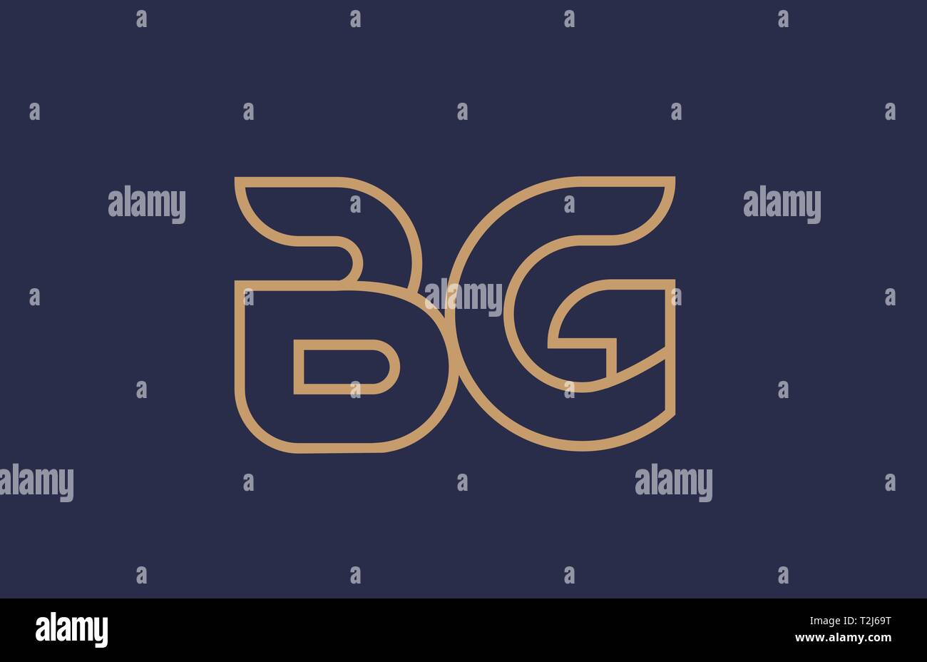 brown blue line alphabet letter BG B G logo combination icon for a ...