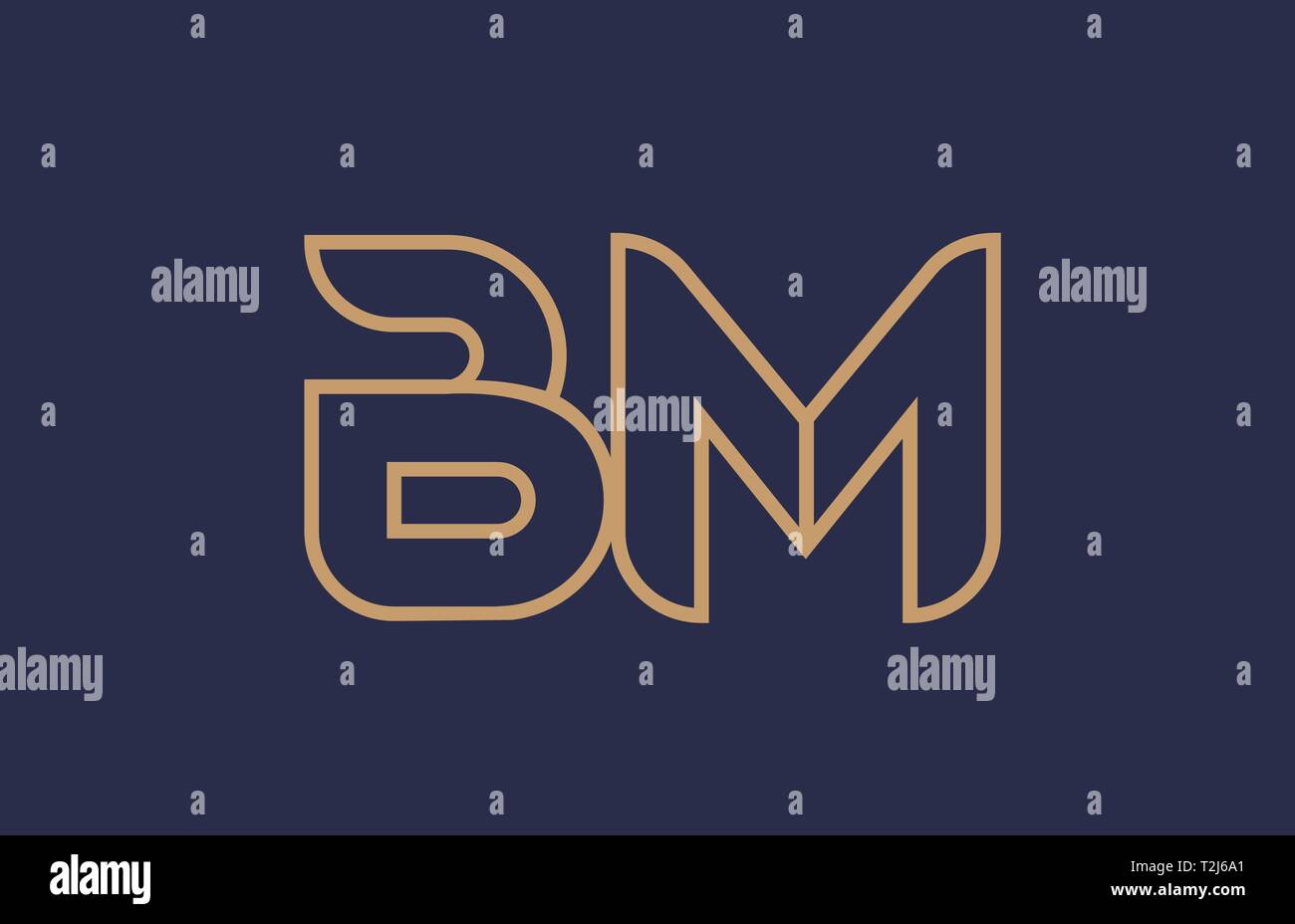 brown blue line alphabet letter BM B M logo combination icon for a ...