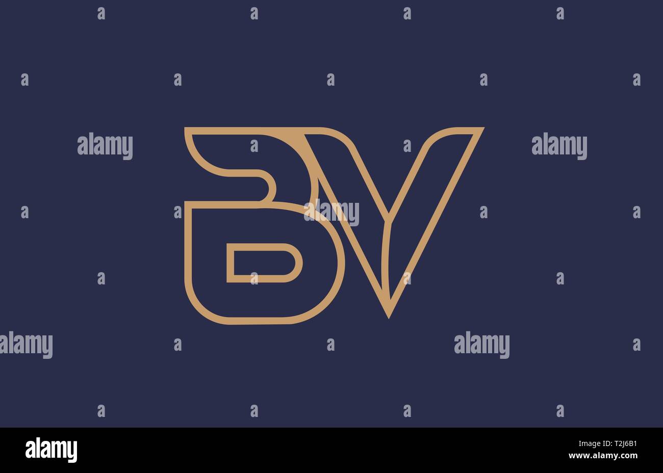brown blue line alphabet letter BV B V logo combination icon for a ...