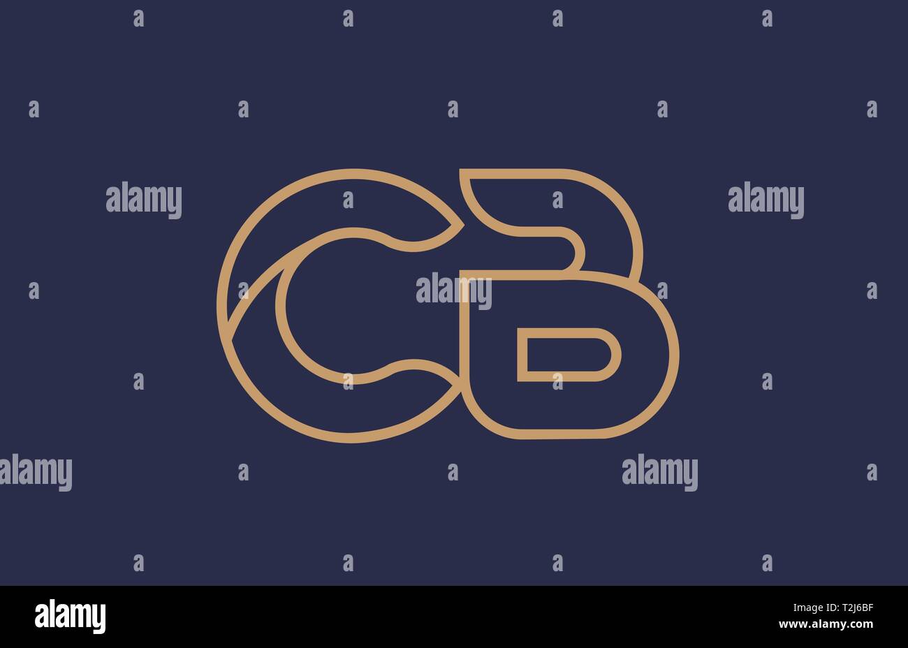 brown blue line alphabet letter CB C B logo combination icon for a ...