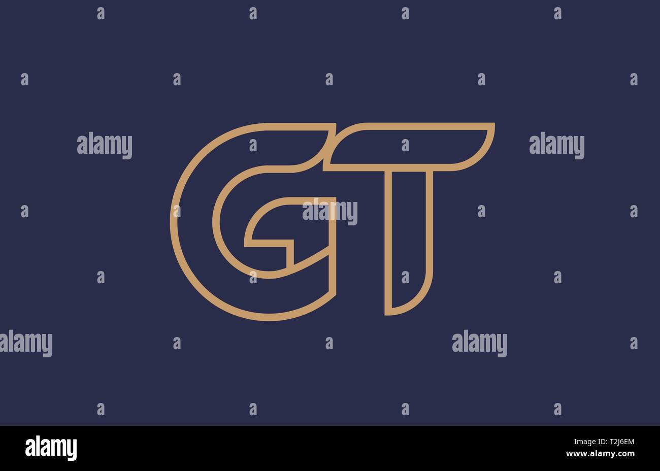 brown blue line alphabet letter GT G T logo combination icon for a ...