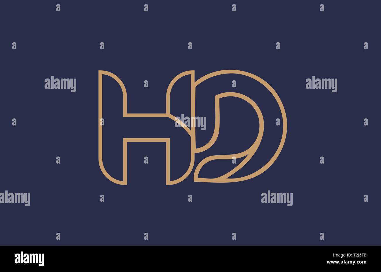 brown blue line alphabet letter HD H D logo combination icon for a ...