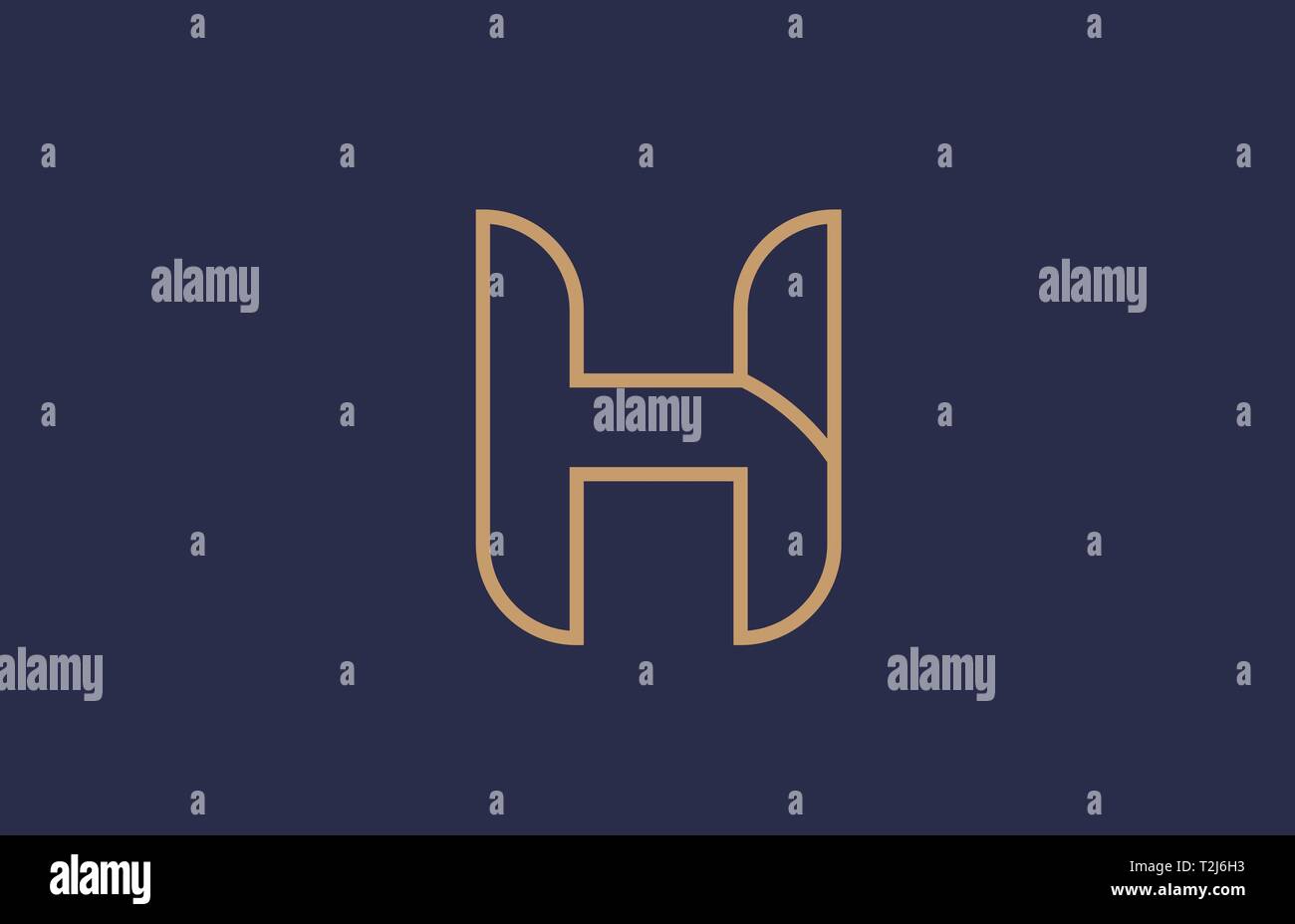 brown blue line alphabet letter H logo icon for a company business or ...