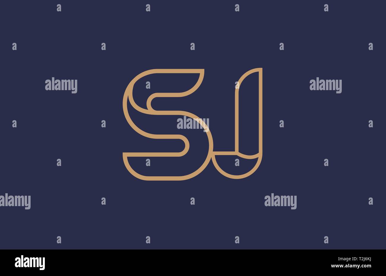 brown blue line alphabet letter SJ S J logo combination icon for a ...