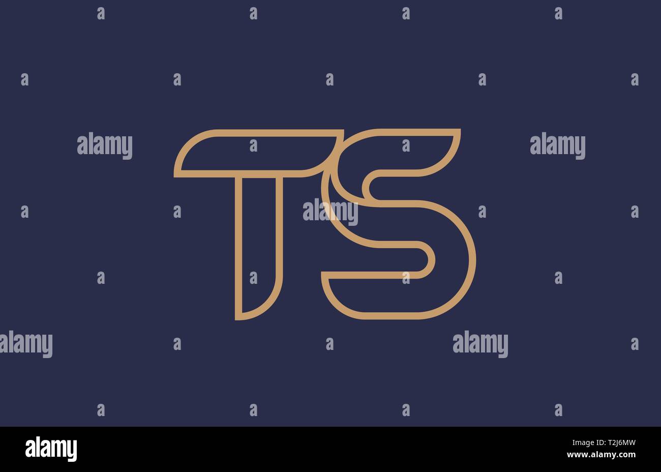 brown blue line alphabet letter TS T S logo combination icon for a ...
