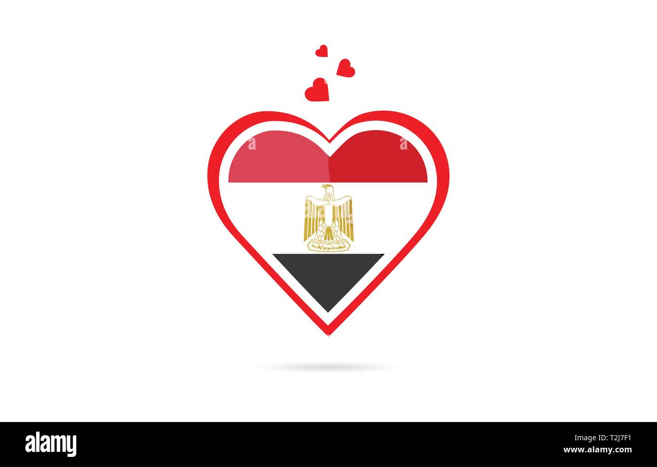 Egypt country flag inside love heart  design suitable for a logo icon design Stock Vector