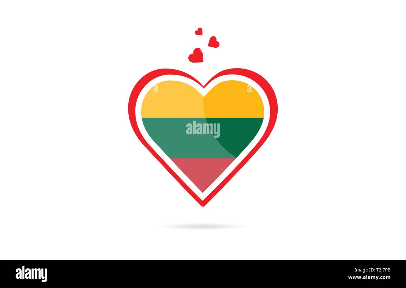 Lithuania country flag inside love heart  design suitable for a logo icon design Stock Vector