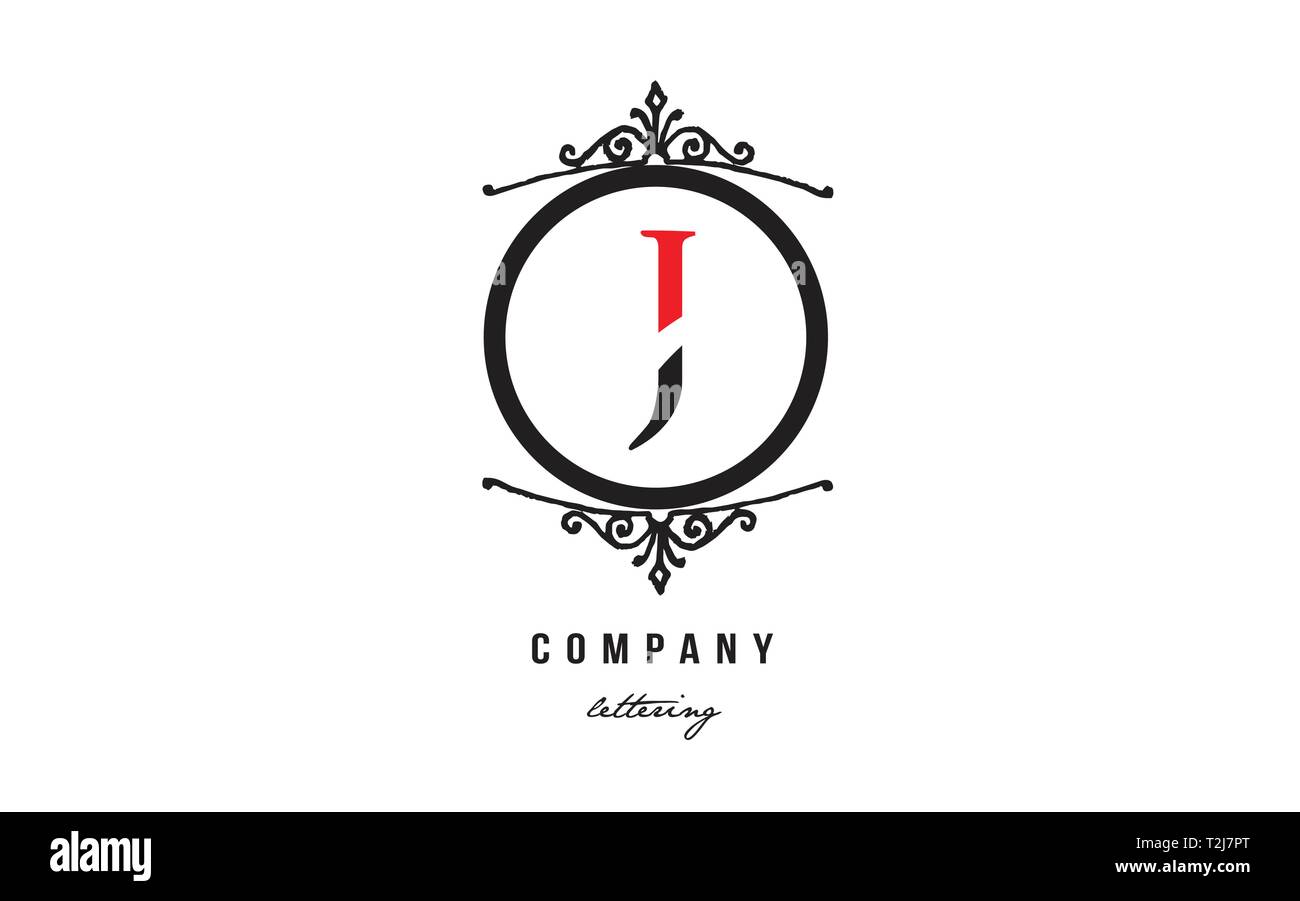 Design Of Alphabet Letter J With Black White Red Color And