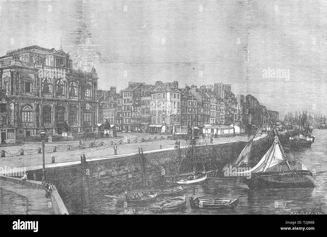 SEINE-MARITIME. Le Havre. Le Grand Quai et le Musee 1880 old antique print Stock Photo