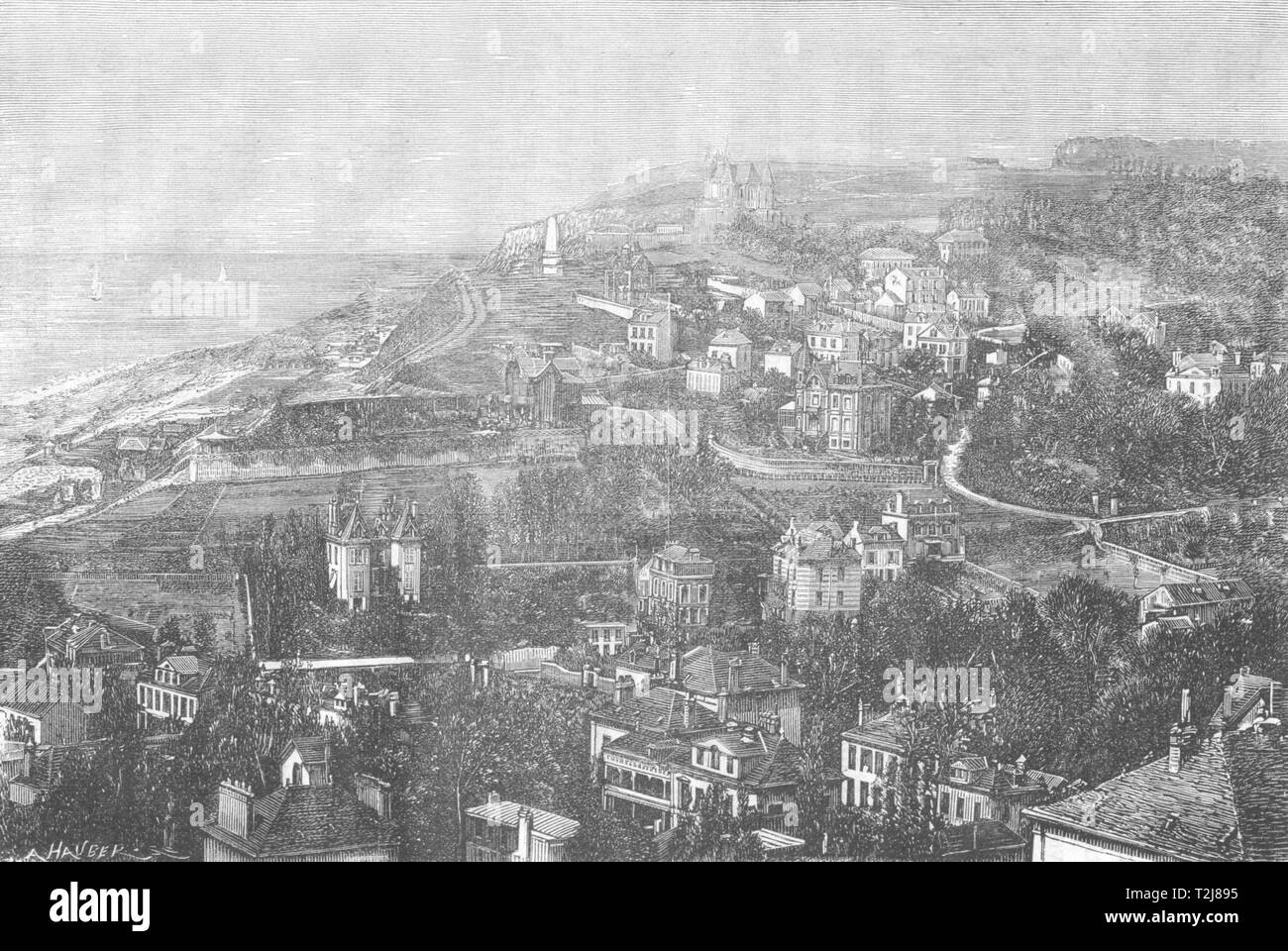 SEINE-MARITIME. Le Havre. Vue generale de Sainte-Adresse 1880 old print Stock Photo