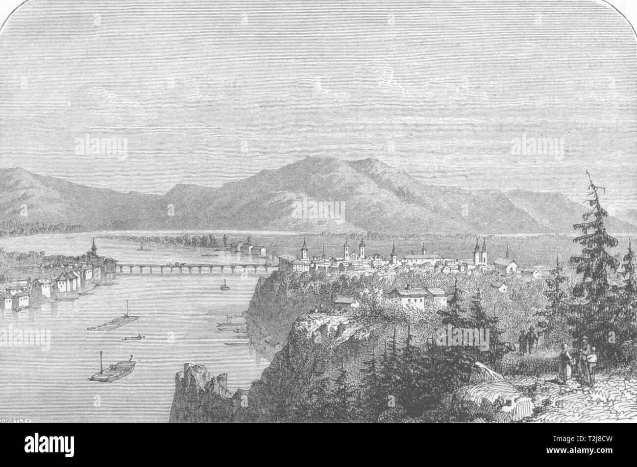 AUSTRIA. Linz. on the Danube c1893 old antique vintage print picture ...