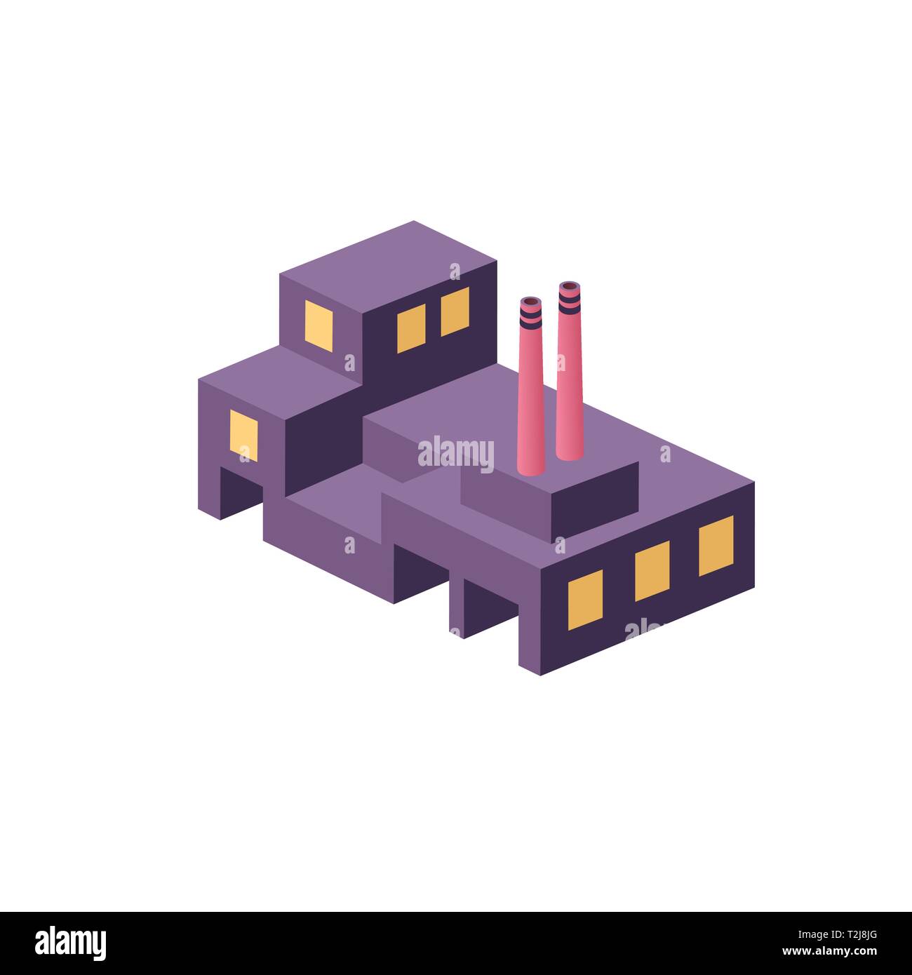 Flat isometric-style plant industry elements without shadows cut out Stock Vector