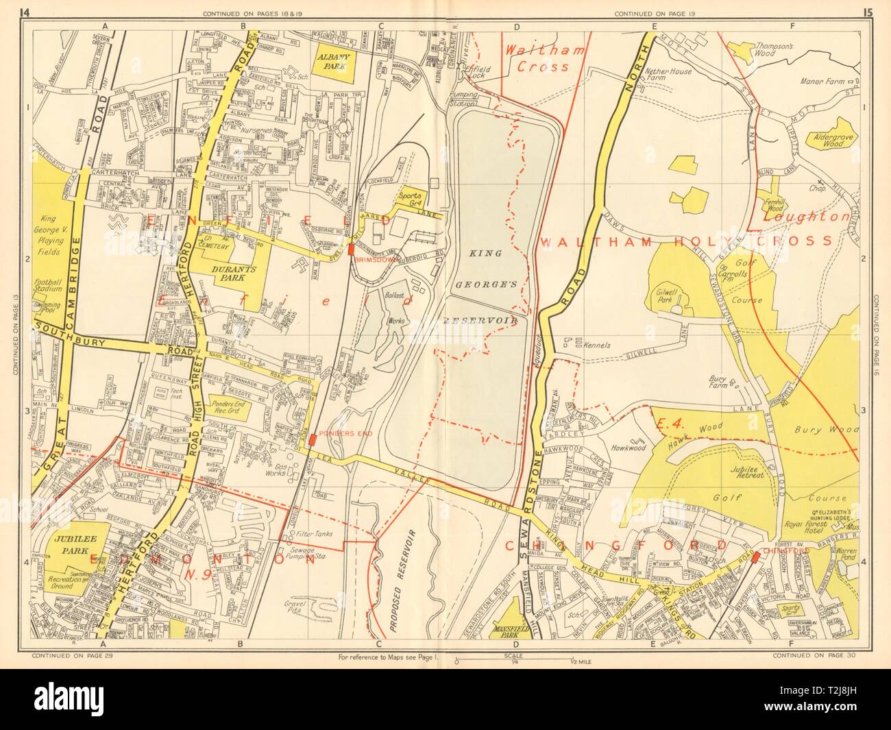 Old Maps Of Enfield Enfield N9 E4 Brimsdown Chingford Ponder's End. Geographers' A-Z 1948 Old  Map Stock Photo - Alamy