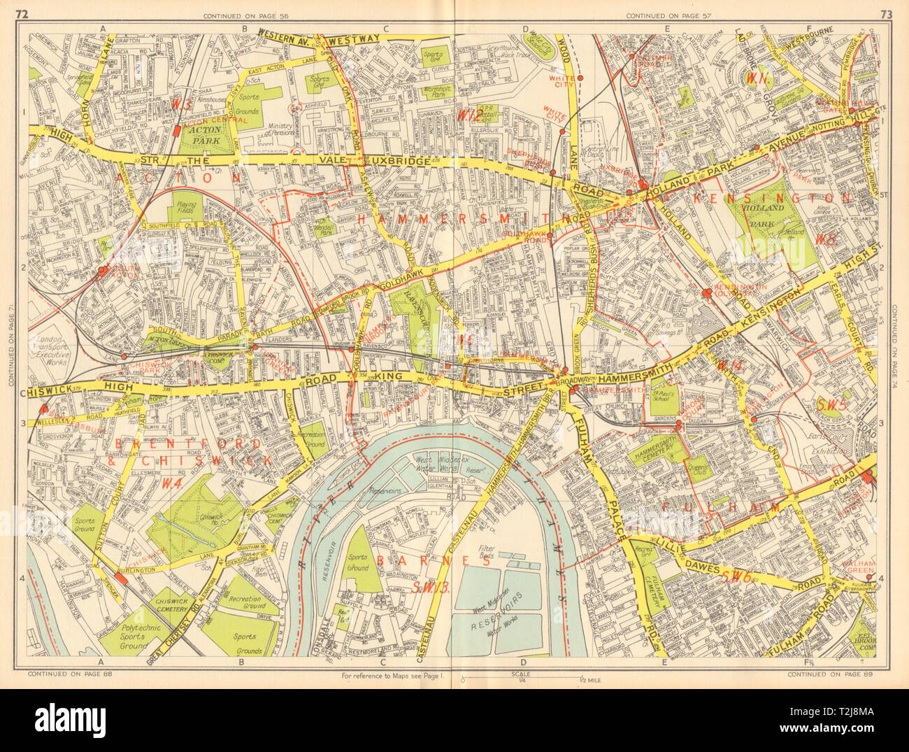HAMMERSMITH Chiswick Acton Shepherds Bush Fulham. GEOGRAPHERS' A-Z 1948 ...