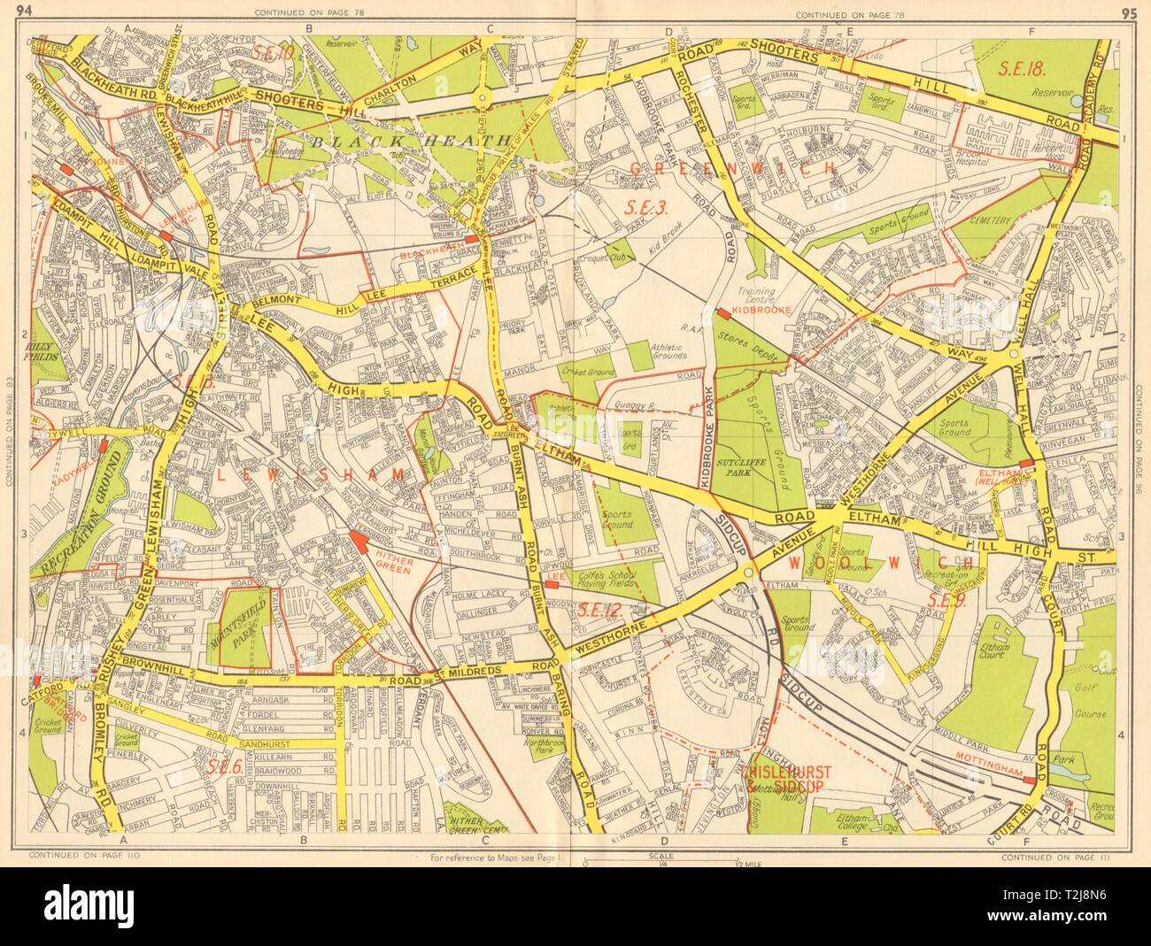 LEWISHAM Catford Eltham Blackheath Kidbrooke Ladywell. GEOGRAPHERS' A-Z 1948 map Stock Photo