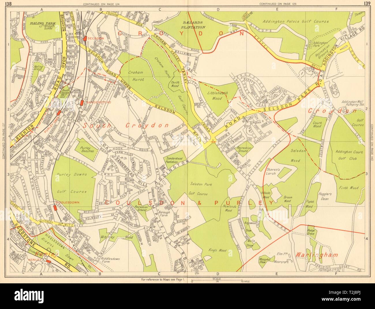 Old Maps Of Croydon South Croydon Sanderstead Selsdon Kenley Purley. Geographers' A-Z 1948 Old  Map Stock Photo - Alamy
