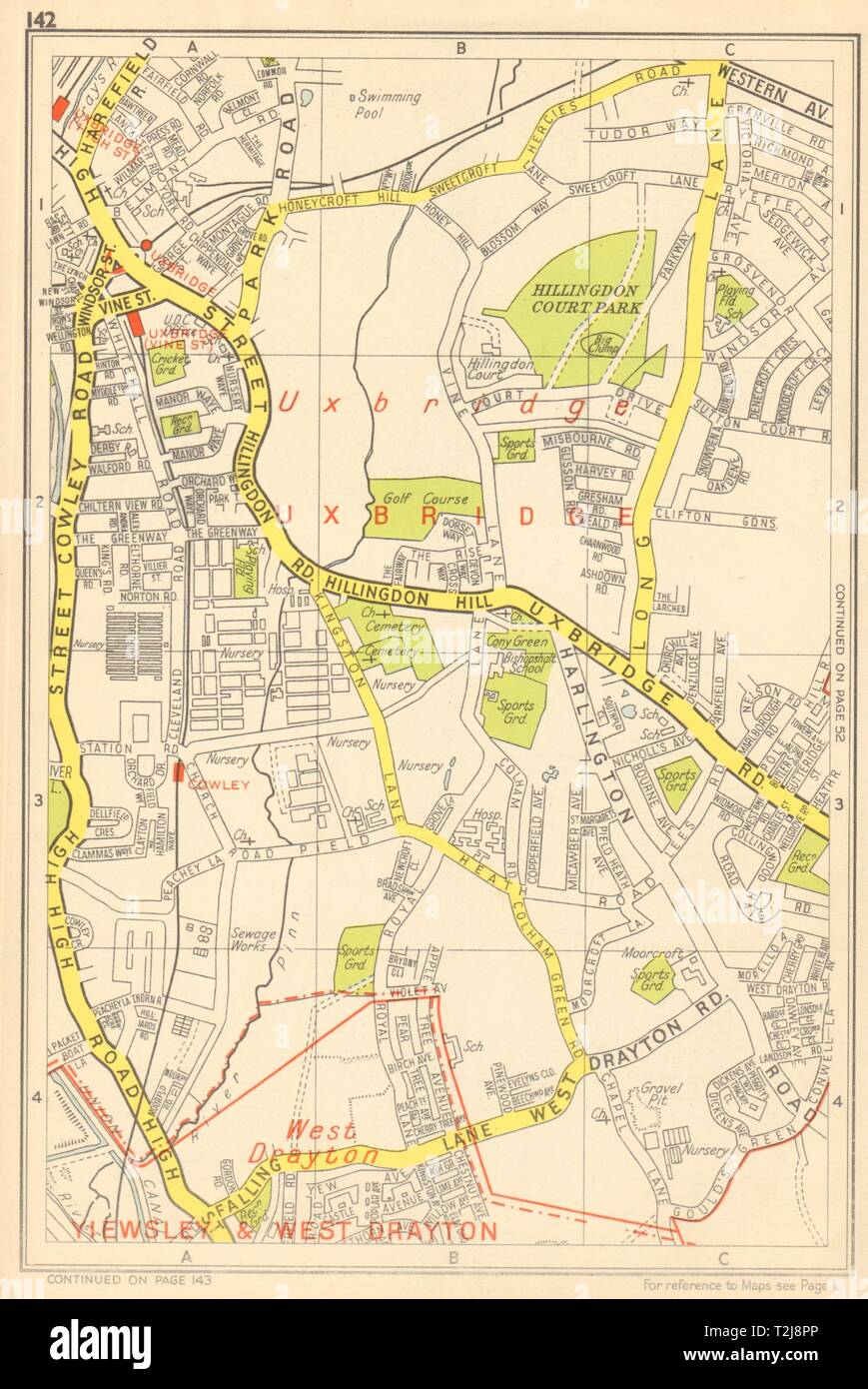 UXBRIDGE Cowley West Drayton Hillingdon. GEOGRAPHERS' AZ 1948 old