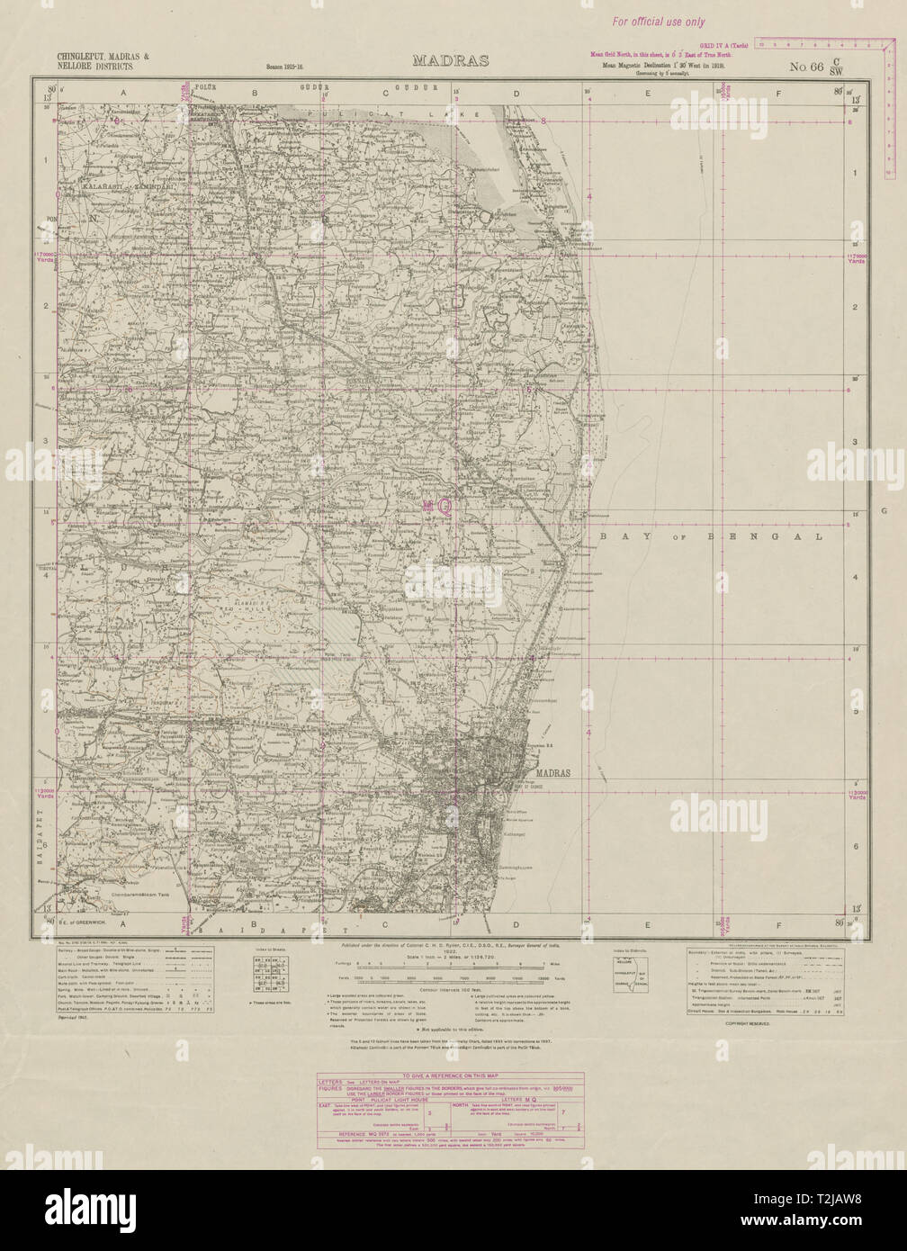 Tamil Nadu Survey Map Survey Of India 66 C/Sw Tamil Nadu Chennai Madras Pulicat Lake Ponneri 1922  Map Stock Photo - Alamy