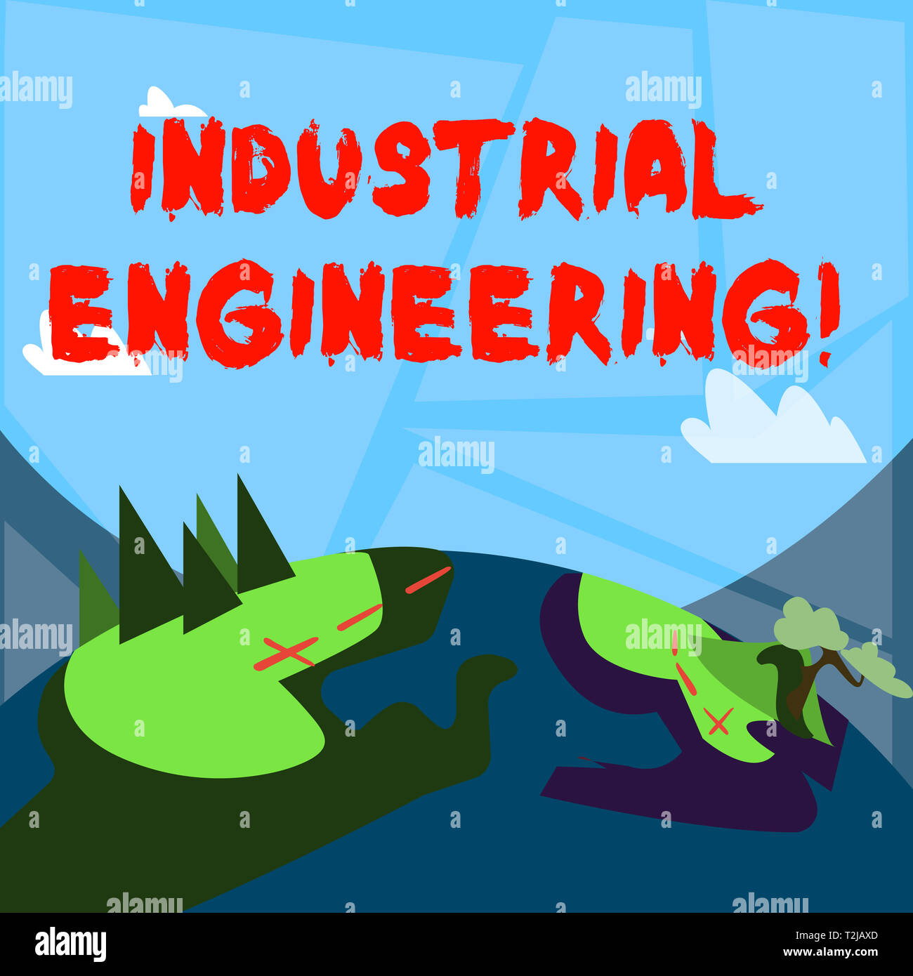 Word writing text Industrial Engineering. Business photo showcasing field or study that focuses on industrial processes Mountain View with Marked Hiki Stock Photo