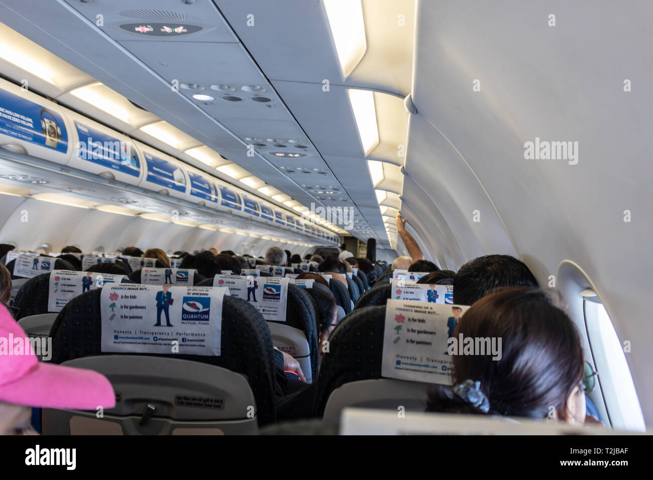 March 2018, Inside of Airbus, GoAir, Kolkata Airport, India Stock Photo