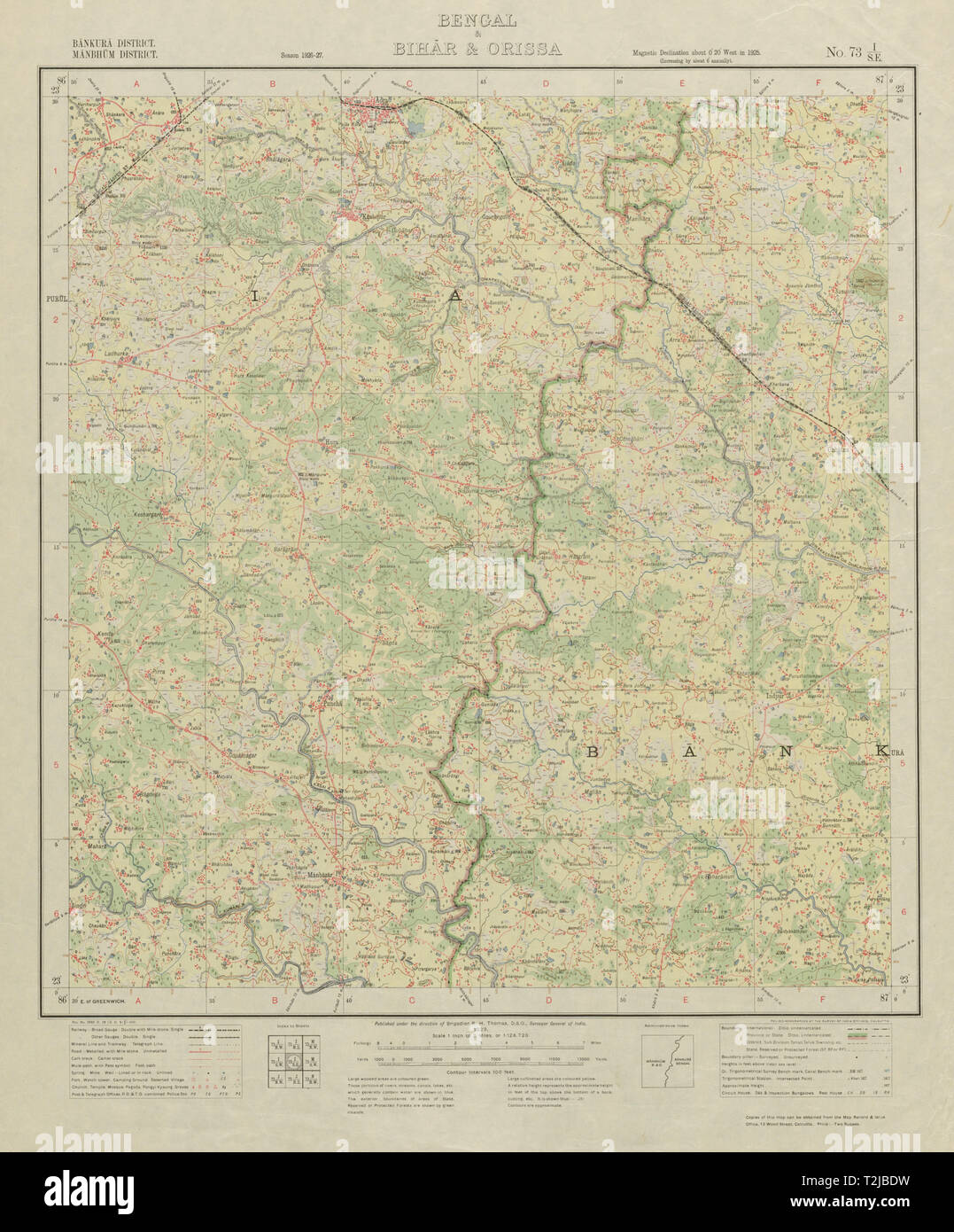 Purulia All Village Map Survey Of India 73 I/Se West Bengal Puncha Adra Kashipur Kenda Chhatna 1929  Map Stock Photo - Alamy