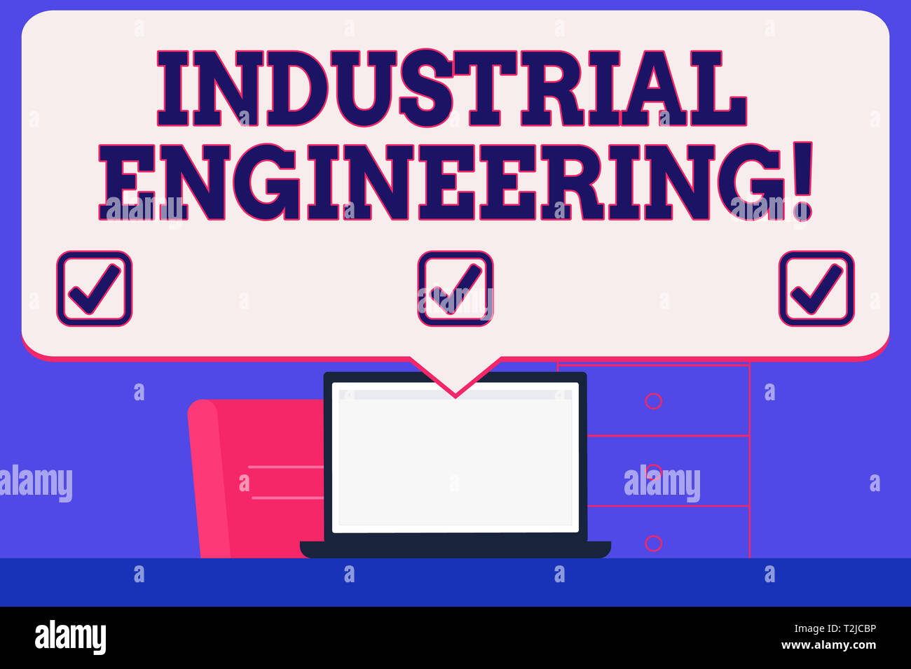 Text sign showing Industrial Engineering. Business photo showcasing field or study that focuses on industrial processes Blank Huge Speech Bubble Point Stock Photo