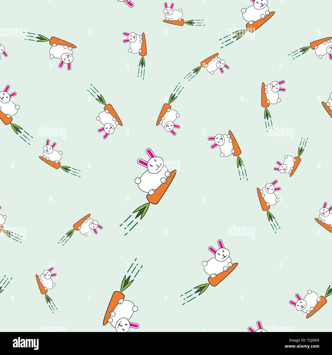 Seamless pattern with cute bunnies and carrots . Creative childish ...