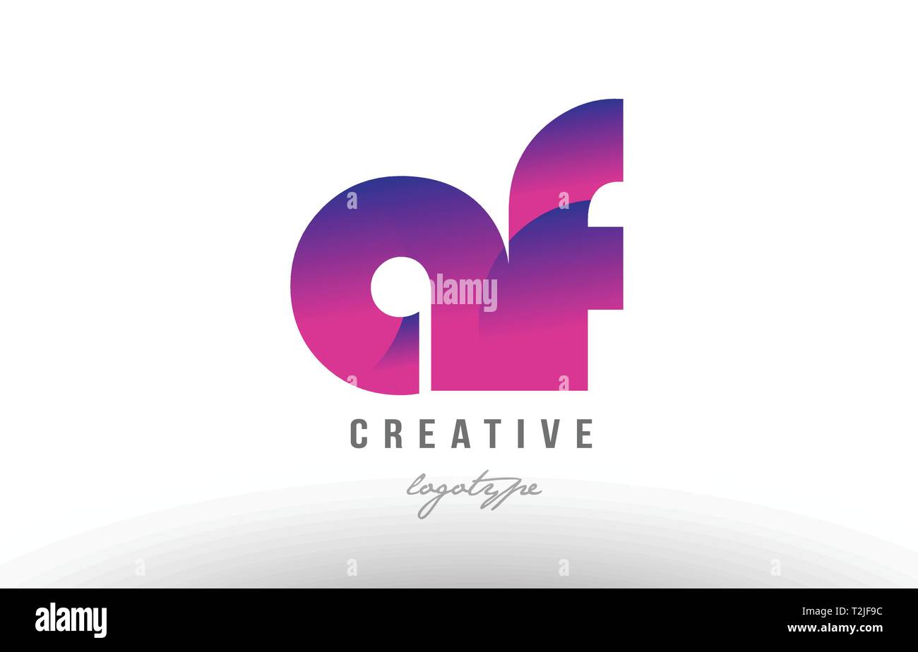 Design of alphabet letter logo combination af a f with pink gradient ...