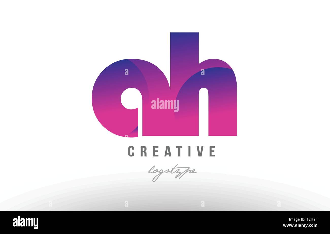 Design of alphabet letter logo combination ah a h with pink gradient ...