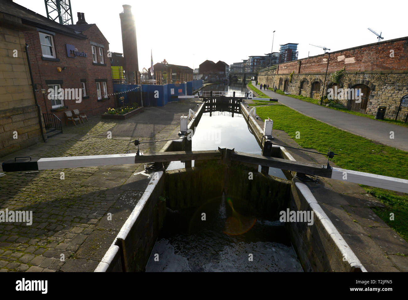 Leeds and Liverpool canal, River Aire, Leeds, Yorkshire, UK Stock Photo