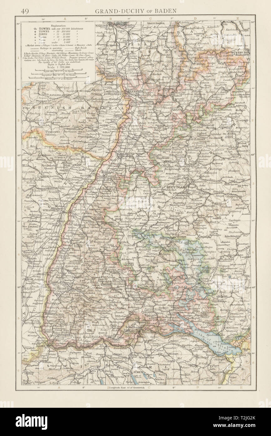 Grand-Duchy of Baden. THE TIMES 1900 old antique vintage map plan chart