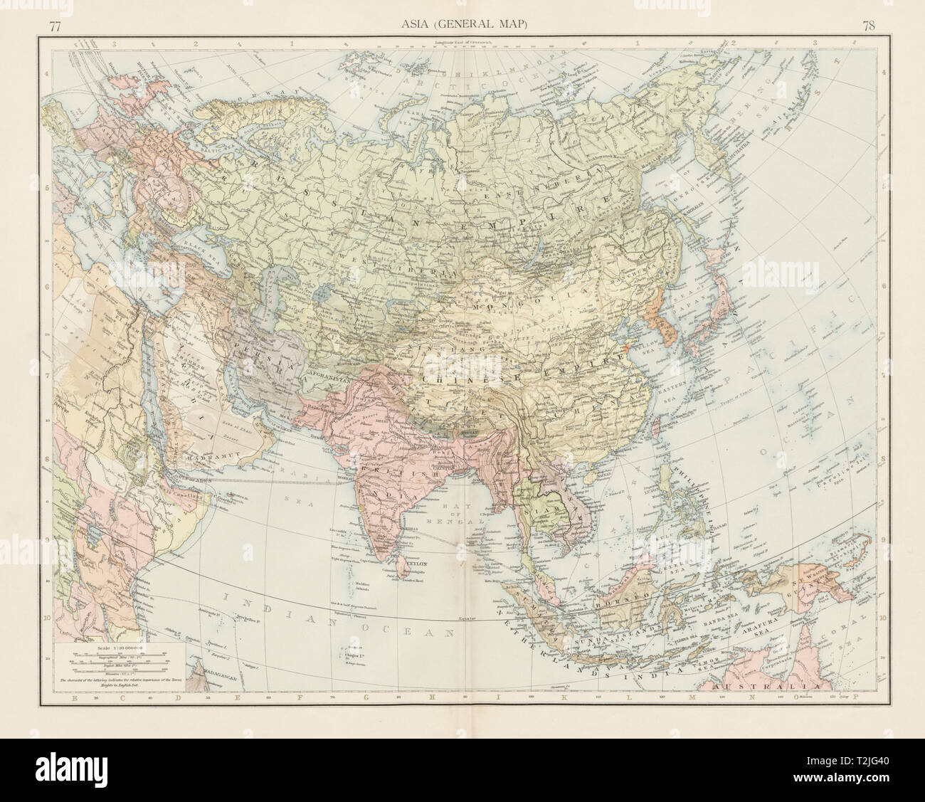 Asia. Persia Hadramut British India Siam Annam Chinese Empire. TIMES 1900 map Stock Photo