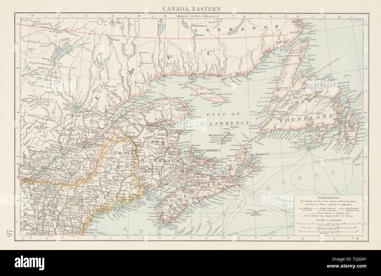 Map Of Canada 1900 Canada, Eastern. Gulf Of St Lawrence. Maritime Provinces. The Times 1900 Map  Stock Photo - Alamy