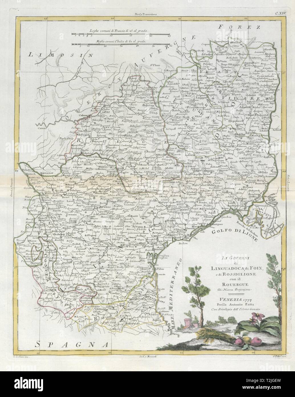 'Li Governi di Linguadoca… di Rossiglione…' Languedoc Roussillon. ZATTA 1779 map Stock Photo