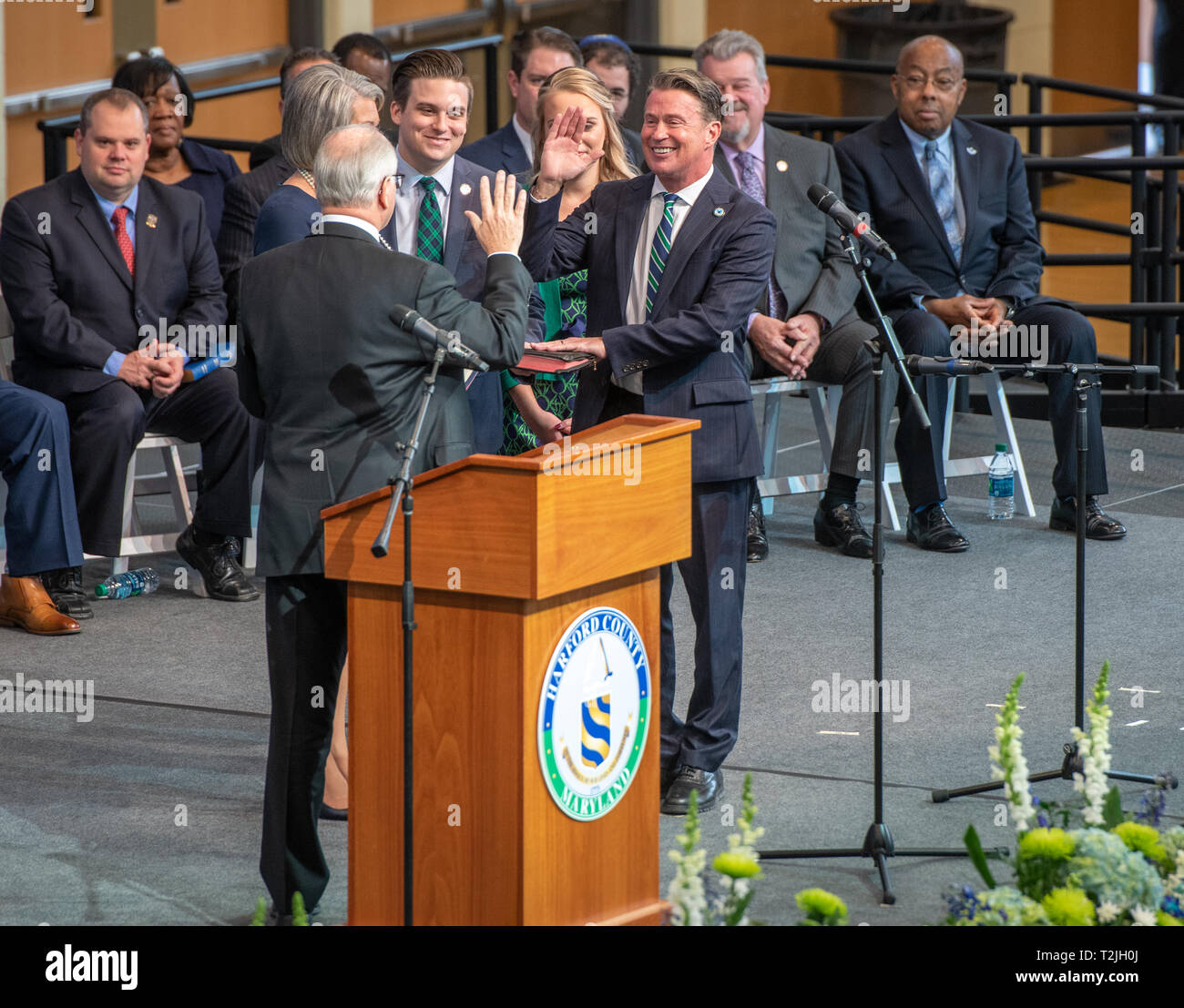 Barry Glassman being sworn in with son (Jordan) and wife (Debi) at his