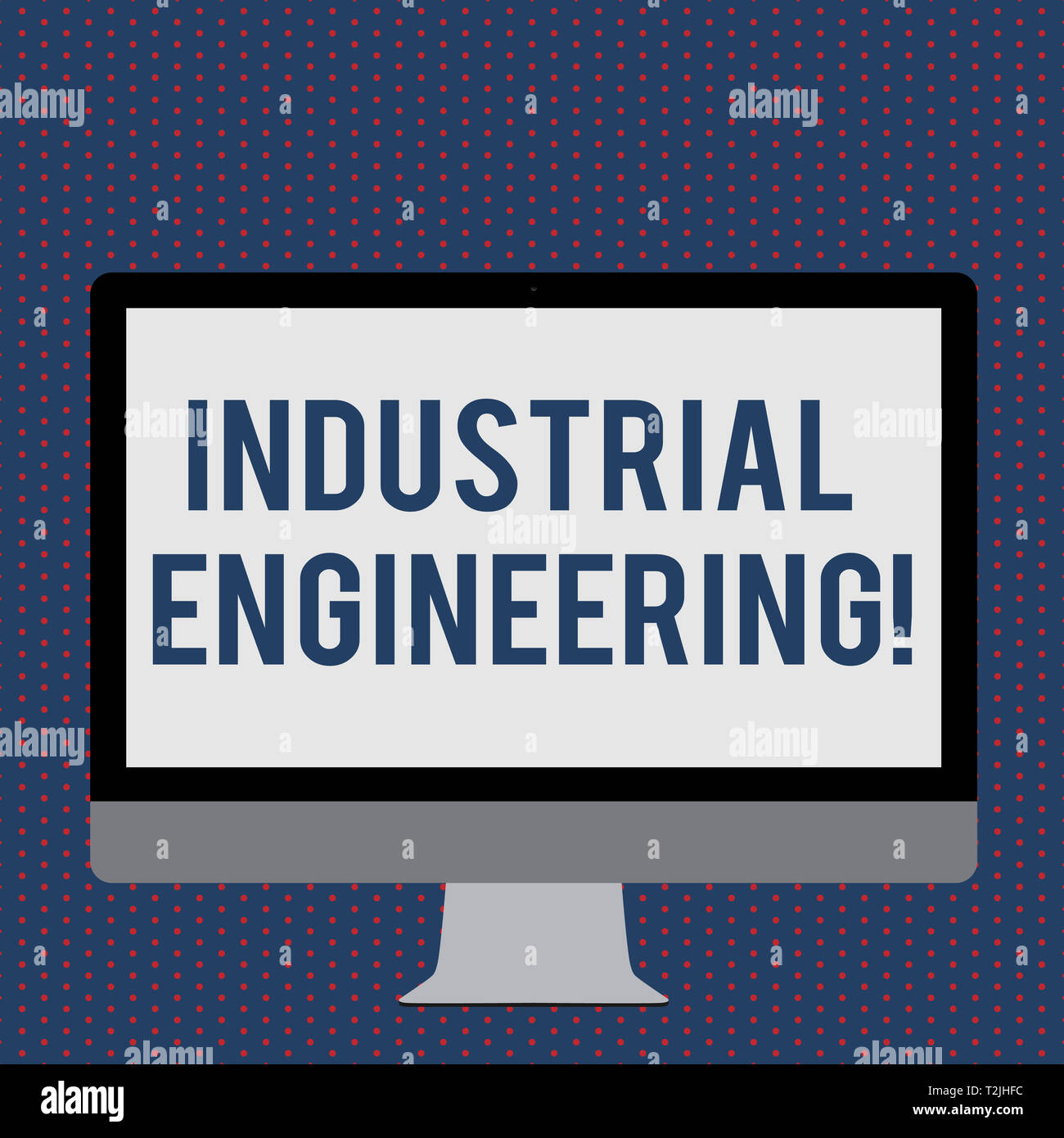 Text sign showing Industrial Engineering. Business photo showcasing field or study that focuses on industrial processes Blank White Computer Monitor W Stock Photo