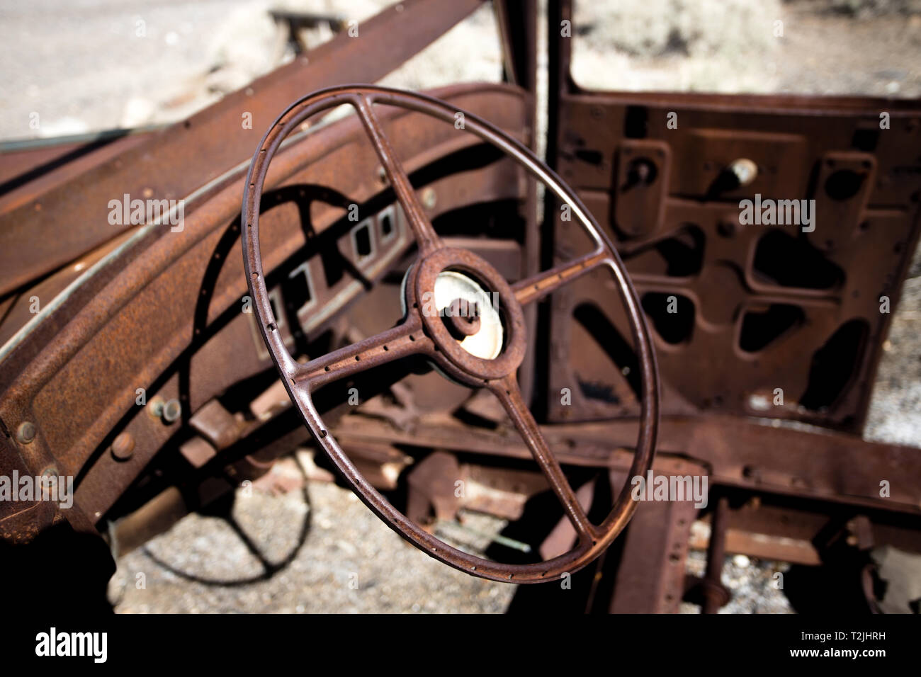 Steering wheel of old rusty truck Stock Photo Alamy