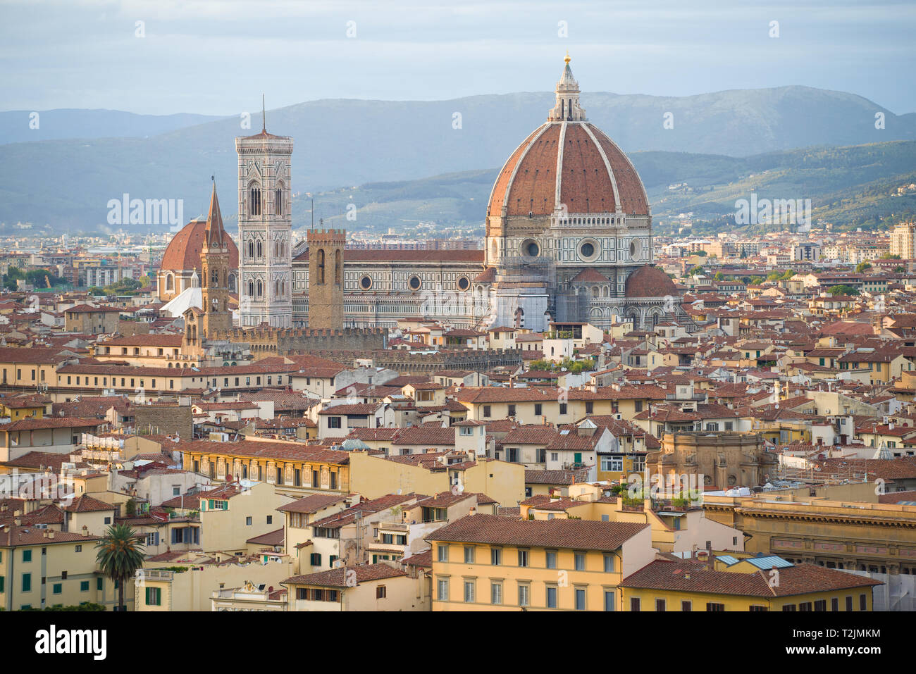 The dome of the Cathedral of Santa Maria del Fiore in the cityscape on ...