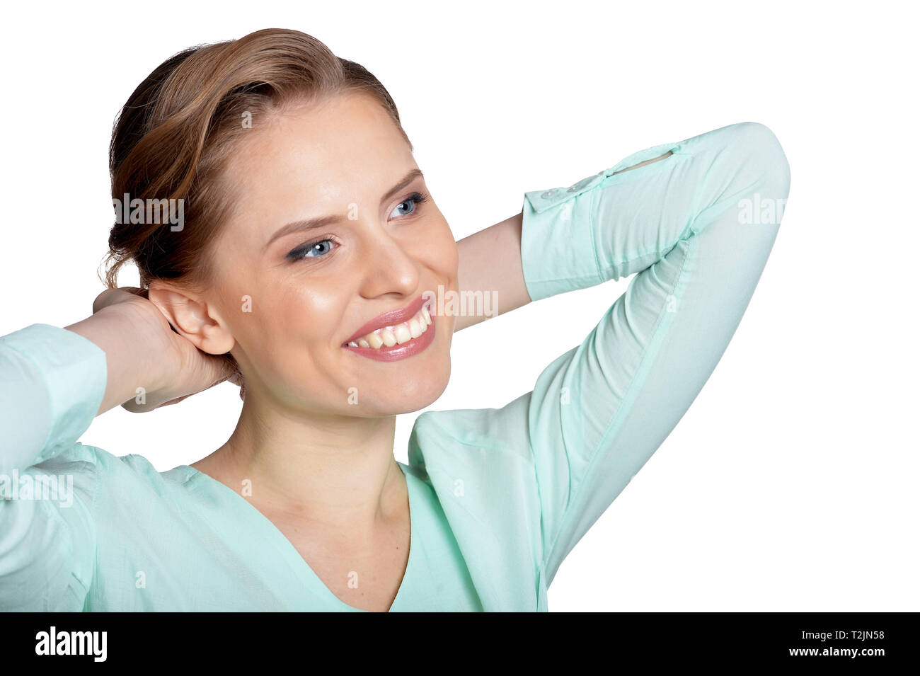 Portrait of beautiful young woman posing isolated Stock Photo - Alamy