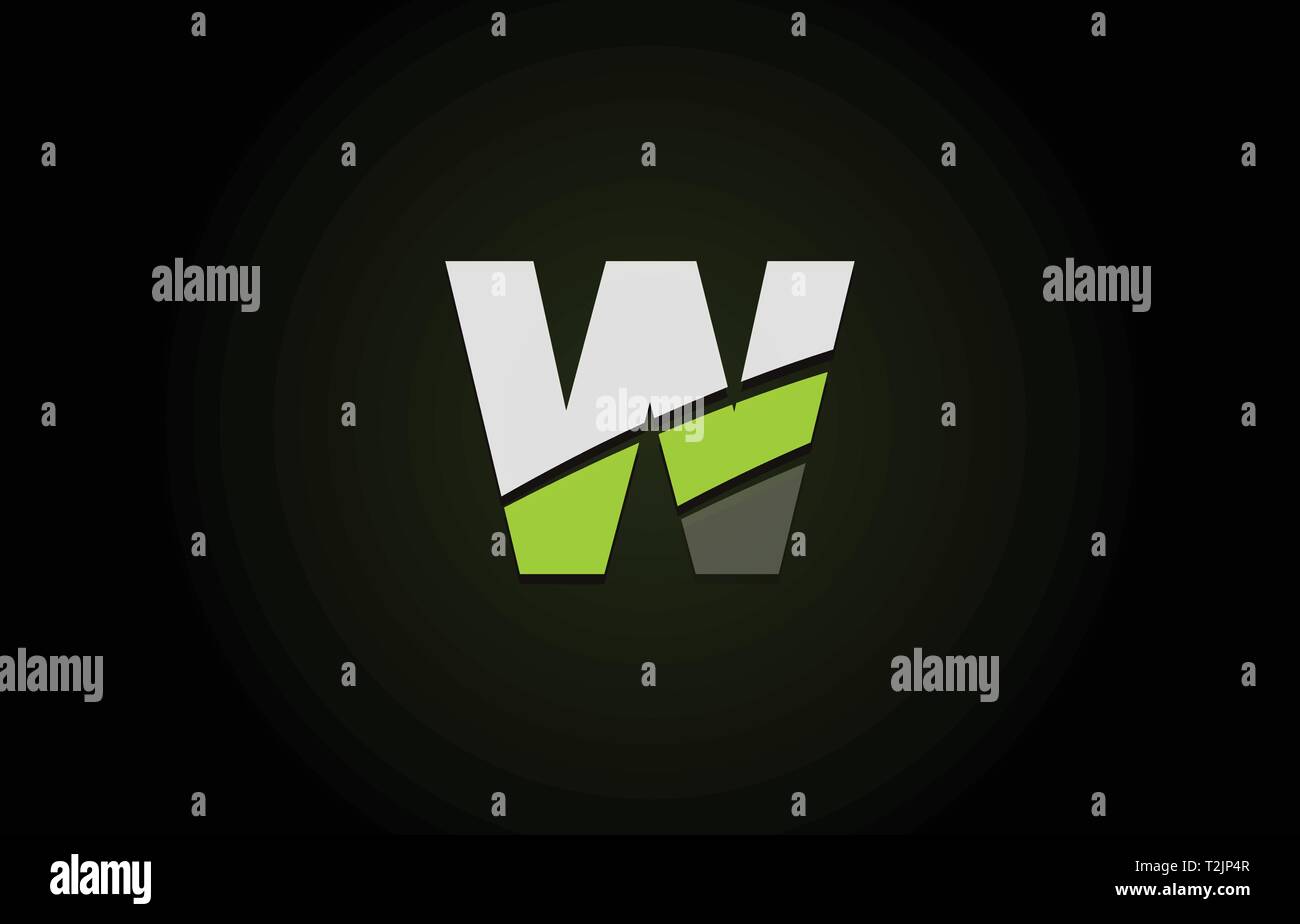 Design of alphabet letter logo w with green white and black color icon ...